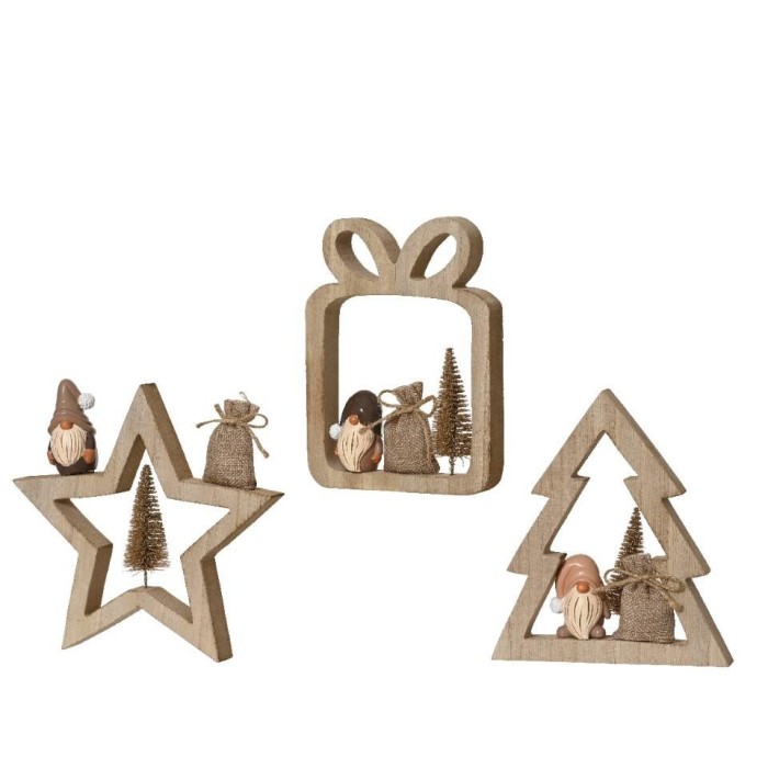 APPENDINO GNOMI LEGNO H.16.5CM. 3 ASSORTITI